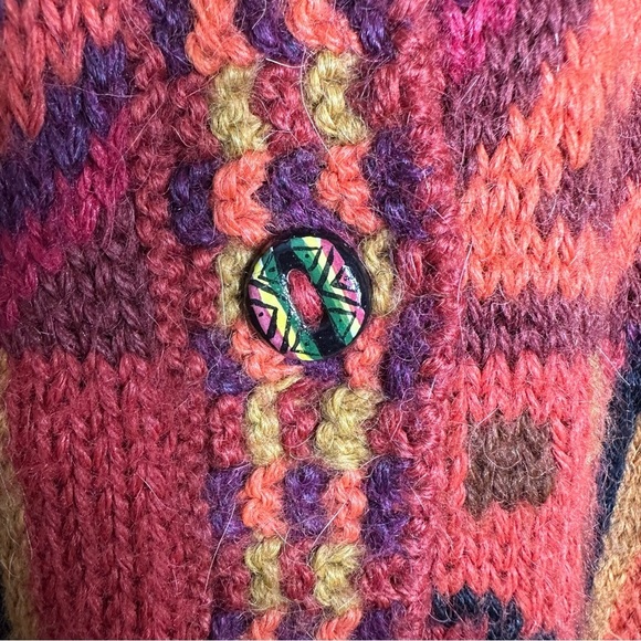 Sumac Alpaca by Perez Southwestern Cardigan Sweater, Large, Orange Red - Picture 5 of 10